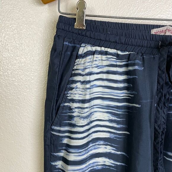 Johnny Was Pete Greta Pants Small Blue Elastic Waist Drawstring Lounge Cupro - Picture 8 of 11